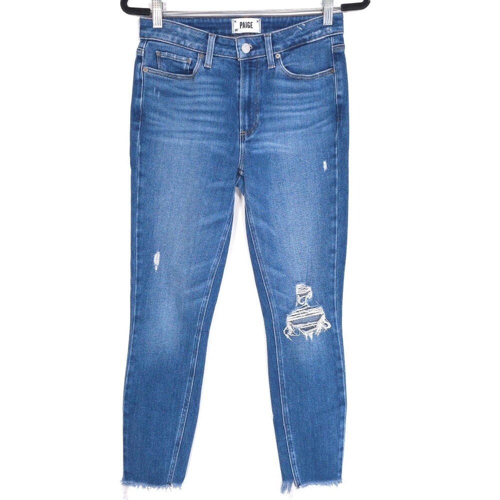 PAIGE Anthropologie Women’s Jeans 27 Hoxton Ankle Alessio Destructed Distressed‎